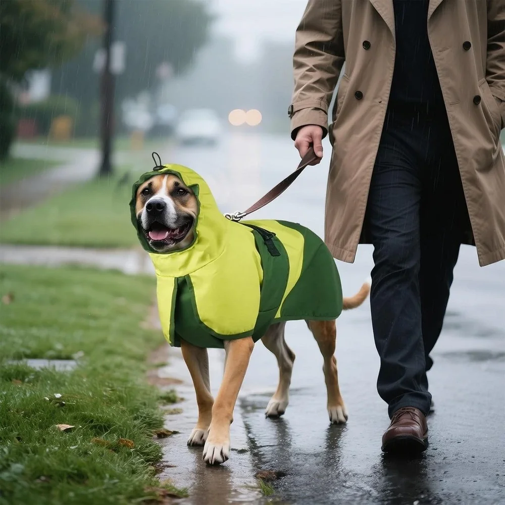 New Fashionable Adjustable Dog Raincoat Leash Hole, Reflective, up to19